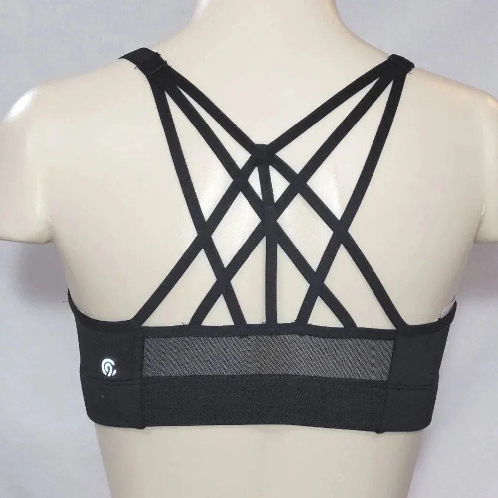 XS X-SMALL Champion N9688 Strappy Cami Wire Free Sports Bra Black NWT